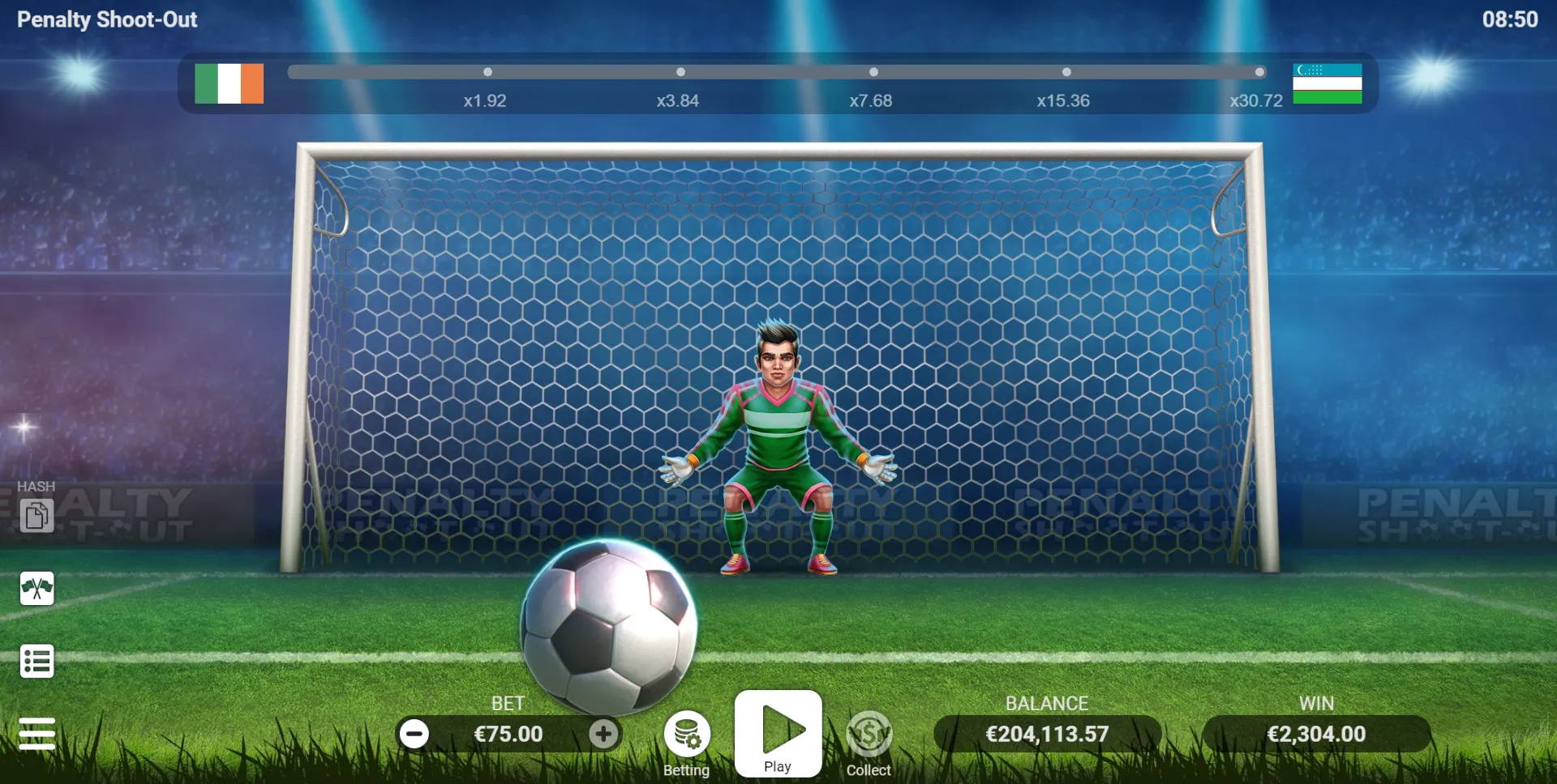 Скриншот игры Пенальти от Evoplay — главный экран